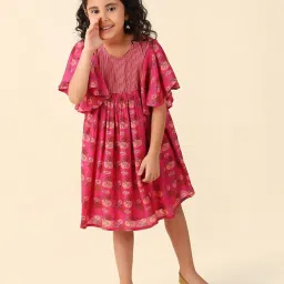 Fabindia Kids Pink Printed Dress image 5