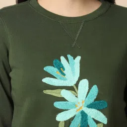 Allen Solly Olive Floral Print Sweatshirt image 5