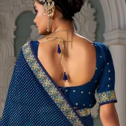 Saree Mall Navy Woven Saree With Unstitched Blouse image 5