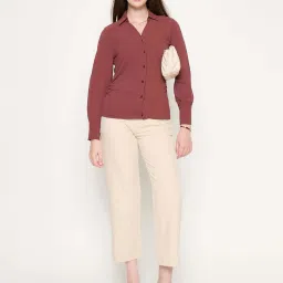 MADAME Brown Plain Shirt image 5