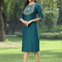 Juniper Green Embroidered Kurta image 5