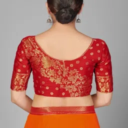 APNISHA Orange & Red Tie & Dye Saree With Unstitched Blouse image 5