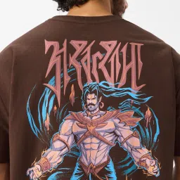 The Souled Store Brown Cotton Loose Fit Printed T-Shirt image 5