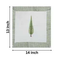 Living Roots Green & White 300 TC Cotton Canvas Table Napkins - Set of 6 image 2