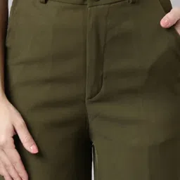 showoffff SHOWOFF Olive Regular Fit Mid Rise Trousers image 5