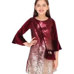 Cutecumber Kids Plum Embellished Dress & Sling Bag-image-7