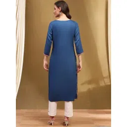 Biba Blue Woven Pattern Kurta image 2