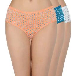 Amante White & Peach Cotton Printed Hipster Panties - Pack Of 3-picture-22