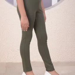 Crimsoune Club Girls Olive Regular Fit Treggings image 3