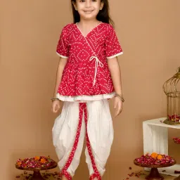 Saka Designs Kids Magenta & White Printed Jhabla with Dhoti-image-71