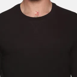 showoffff SHOWOFF Black Cotton Slim Fit Solid Sweatshirt image 5