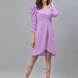 SELVIA Purple A-Line Dress-image-47