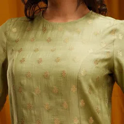 Pink Fort Lime Green Printed Straight Kurta image 5