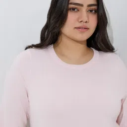 Gia by Westside Light Pink Solid Knitted T-Shirt image 5