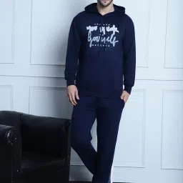 Vimal Jonney Black & Navy Regular Fit Printed Hooded Sweatshirt & Trackpant Set - Pack of 2 image 5