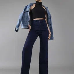 DOLCE CRUDO Blue Plain Jeans image 5