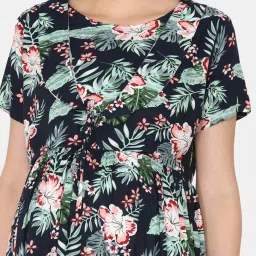 Coucou by Zivame Navy Floral Print Maternity Night Dress image 5