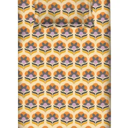 Layers Tuscany Yellow Cotton 104 TC Single Flat Bed Sheet With 1 Pillow Cover image 5