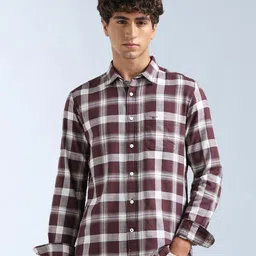 Flying Machine Men Slim Fit Buffalo Checked Spread Collar Pure Cotton Casual Shirt image 1