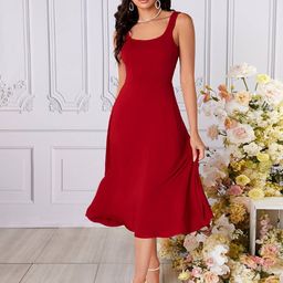 Stylecast X Kotty Women Square Neck A-Line Midi Dress-picture-19