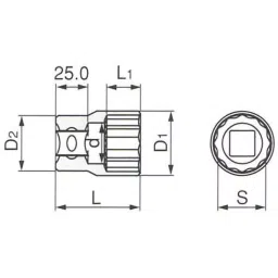 TONE Socket 12 Corners 19.0 mm, 6D-58 image 2