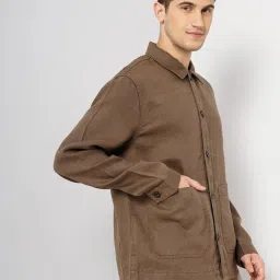 Celio Brown Linen Regular Fit Jacket image 5