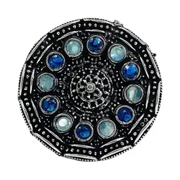 NAMAN ARTS Silver-Plated Artificial Stones Studded & Beaded Oxidised Jewellery Set image 4