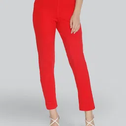 LYRA Women Red Smart Trousers-image-29