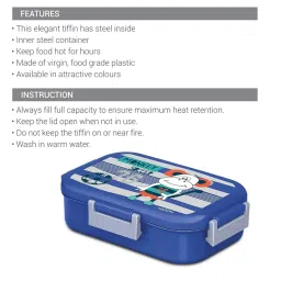 Milton New Flatmate Blue Plastic & Steel Tiffin Box (700 ml) image 5