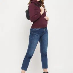 MADAME Red Cotton Print Full Sleeves Sweatshirt image 5