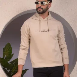 Crimsoune Club Beige Regular Fit Logo Printed Hooded Sweatshirt-image-24