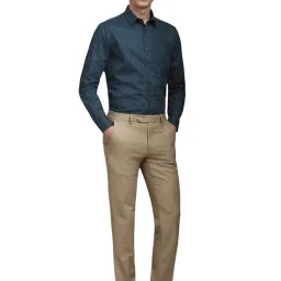 Louis Philippe Green Cotton Regular fit Geometric Shirts image 5