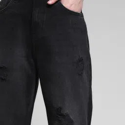 Jack & Jones Black Cotton Loose Fit Distressed Jeans image 5