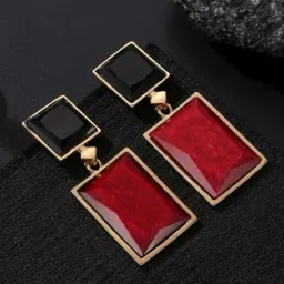 YouBella Crystal Handmade Golden Red & Black Dangler Earrings for Women-picture-37