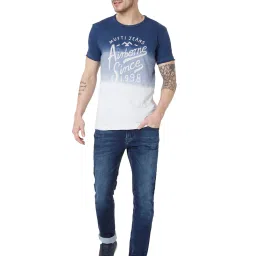 Mufti Dark Blue Super Slim Fit Lightly Washed Jeans image 5