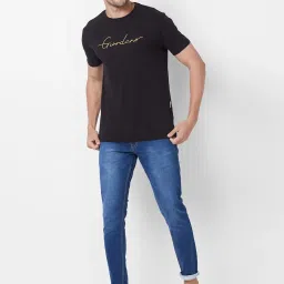 Giordano Black Cotton Slim Fit Printed T-Shirt image 5
