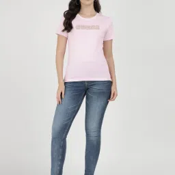 Guess Pink Cotton Printed T-Shirt image 5