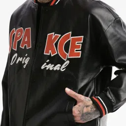 showoffff Showoff Black Slim Fit Printed Bomber Jacket image 5