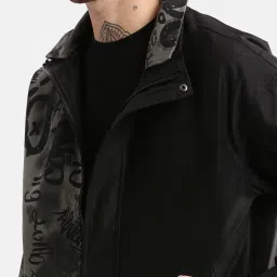 showoffff Showoff Black Cotton Slim Fit Printed Jacket image 5