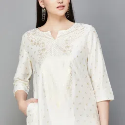 Melange by Lifestyle Off-White Printed Straight Kurta image 5