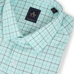 Arrow Green Cotton Slim Fit Checks Shirt image 5