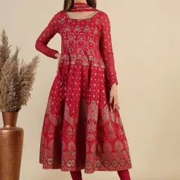 Aurelia Pink Printed Anarkali and Pant Set With Dupatta image 5