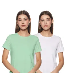 COLOR CAPITAL Green & White Regular Fit T-Shirt (Pack Of 2)-image-55
