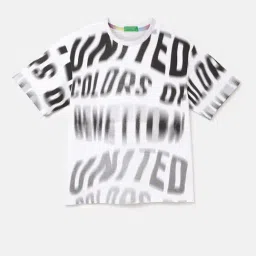 United Colors of Benetton Kids White Printed T-Shirt-picture-32