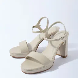 LUNA BLU by Westside Ivory Block Sandals image 2