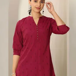 Libas Maroon Woven Kurti image 5