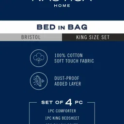 Nautica Bristol Checks Cool Grey 150 TC Cotton Double Bedding Set image 5