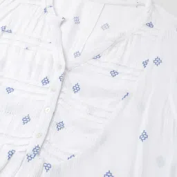 Latin Quarters Off White Self Design Top image 5