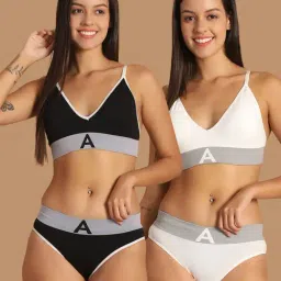 Friskers Black & White Non-Wired Bra & Panty Set - Pack of 2-picture-10
