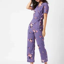 Miss Chase Purple Floral Print Jumpsuit image 3